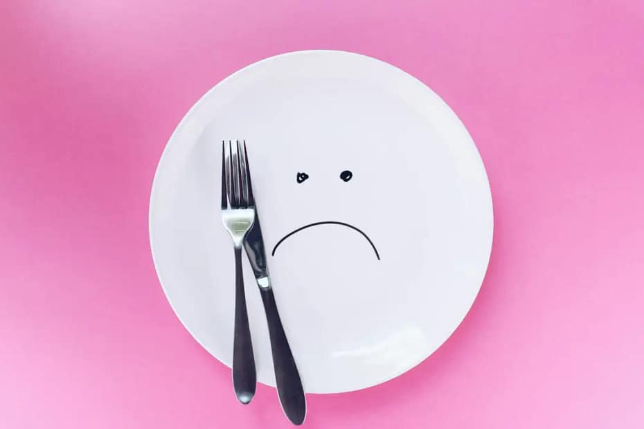 Intermittent fasting unhappy face on a plate
